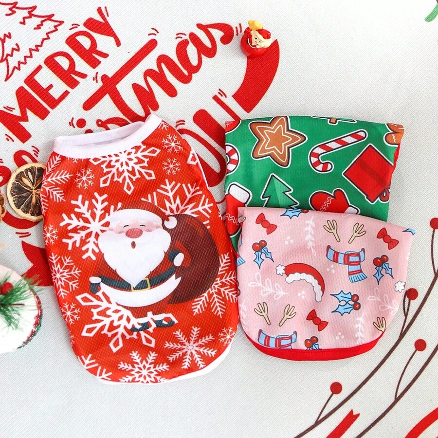 Pet Christmas Style Vest, Sleeveless Celebration Vest For Small Dogs And Cats, Spring/Summer