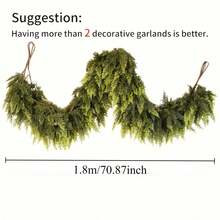 9FT Christmas Cedar Garland Artificial Real Touch Thickness Realistic Greenery Pine Garland For Mantle Fireplace Outdoor Indoor Christmas Decorations Home Decor Room Decor - Multicolor - View 12