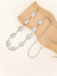 Boho 1pc Women Oval Decor Chain Belt Halloween Summer, School Fall, Autumn, Halloween - Bạc - Xem 5