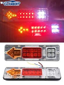 GLANBERT 2 buah Lampu Belakang LED Trailer 12/24V, Lampu Rem, Lampu Sorot, Lampu Sein, Tersedia 3 Warna (Kuning/Putih/Merah), Lensa Matriks Kecerahan Tinggi, Cocok Untuk Trailer, Truk, RV, Kendaraan Off-Road, Becak, Traktor, dll. Baterai Tidak Termasuk - MultiWarna - View 13