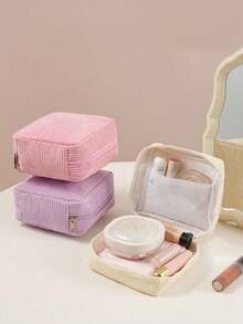 Multi-Coloured Tampon Storage Bag Pink Sanitary Napkin Storage Bag Portable Storage Bag Large Capacity Simple Style Used To Store Sanitary Napkins Panty Liners And Tampons A Necessity For Girls A Good Choice For Going Out Stripe Series Makeup Bag Travel School Supplies Travel Essentials Make Up Bag Holiday Essentials Cosmetic Bag Makeup Bags Makeup Pouch Makeup Organizer Make Up Organizer Makeup Storage Vacation Travel Bag For Women - Multicolor - View 8