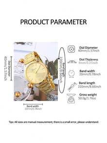 5pcs/Set Girl's Fashion Luxury Business Gold Steel Band Watch, Alloy Bracelet Set, For Daily Wear Matching, Watch Bracelet Set, Girl Gift