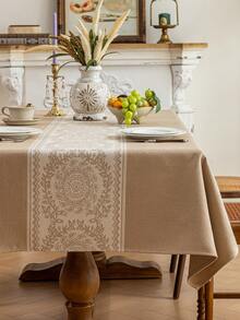 1pc Waterproof Floral Wreath Pattern Tablecloth, Minimalist Nordic Style Decorative Table Cover, Suitable For Home, Kitchen, Coffee Table, TV Cabinet, Holiday Gatherings, Birthdays, Weddings, Hotels, Photography Backdrops, Seasonal Gifts, Multiple Sizes Available - Coffee Brown - View 14