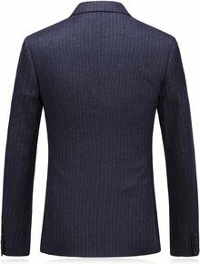 KUDORO Mens Suits 3 Piece Suit Double Breasted Pinstripe Suit Formal Wedding Tuxedo SuitChristmas 205A - 深灰色 - 查看 2