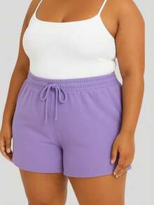 Kit 2 Shorts Plus Size Duna Fabric Women's Comfort, Lightness And Basic Style Everyday - 黑色和淡紫色 - 查看 5