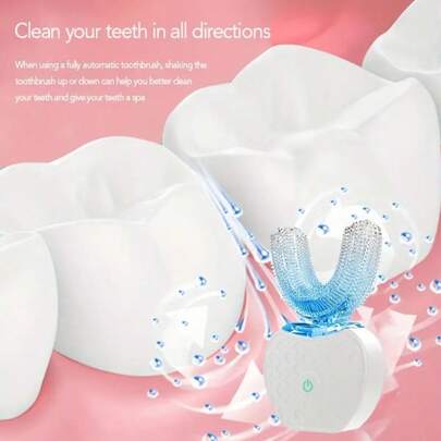 U-Shaped Silicone Electric Toothbrush, 360° Cleaning, 3 Cleaning Modes, Rechargeable Lithium Battery 300mAh, Ergonomic Design, Waterproof, Suitable For Home And Travel