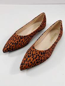 أحذية نسائية مسطحة ذات أصبع مدبب بطبعة نمر، ذات قاعدة مريحة مانعة للانزلاق، أحذية لوفر سهلة الارتداء، مناسبة للارتداء اليومي