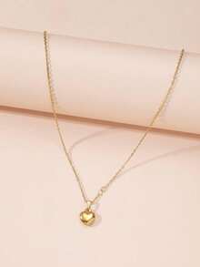 1pc Solid Heart Shaped Pendant Necklace, Suitable As A Gift For Teens - one-size - View 4
