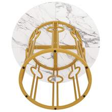 Esstisch Elegant Rund Mit Robuster MDF Tischplatte Und Goldfarbenen Tischbeinen Aus Metall Für Wohnbereiche