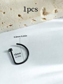 1 chiếc khuyên mũi giả bằng thép không gỉ thời trang với thiết kế hình chữ D, có 3 màu: Vàng, Thép & Đen; Màu sắc khác nhau cho các phong cách khác nhau, thích hợp cho cả nam và nữ để mặc hàng ngày - màu đen - Xem 7