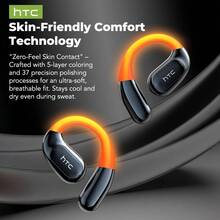 HTC NE12 KI-Übersetzungs-Ohrhörer mit offenem Ohrdesign, Hochwertige Audioqualität, nahtlose Kommunikationsübersetzung, ideal für Geschäft, Studium und Reisen