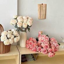 2 pièces/3 pièces/7 pièces/6 pièces/9 pièces Roses artificielles flamboyantes, fleurs de simulation, rose corail, décoration de la fête des mères, décoration de la saison des mariages, décoration de la saison des remises de diplômes, décoration de dîner aux chandelles, décoration de dortoir scolaire et de bureau, décoration de fête extérieure, fête d'anniversaire, décoration d'entrée de maison, d'hôtel, de restaurant, de chambre à coucher, de banquet de mariage, de cuisine, de jardin, décoration pour toutes les saisons