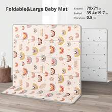 Foldable Baby Play Mat, PIGLOG 50x50/59x59/79x71 Playpen Mat, Foam Playmat For Tummy Time, Waterproof Playmats For Babies And Toddlers Kids, Reversible Portable Baby Floor Mat For Infant, Rainbow Rain - 彩虹 - 查看 11