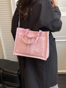 春夏新款花卉波點印花度假風女士手提托特包，筆電公事包，通勤包，斜背包，簡約購物袋，大容量多口袋甜美日常托特包 - 粉色 - 查看 8