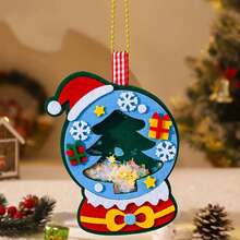 DIY ozdoby świąteczne, choinka, wianek Świętego Mikołaja, wiszący wisiorek na przyjęcie świąteczne, wiszący materiał z włókniny, dekoracja dla dzieci, świąteczna kreskówka z włókniny, wiszący wisiorek z włókniny, zestawy DIY, materiały dla dzieci, łatwe do wklejenia akcesoria, rękodzieło, puzzle z włókniny, zabawki, wianek z włókniny