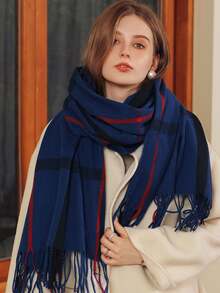 Premium Wool Scarf For Women, Thick Cashmere Blend Plaid Scarf, Versatile Autumn/Winter Accessory, 2025 New Style