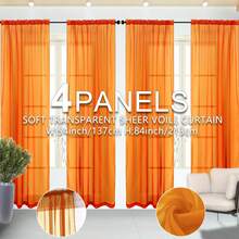 1pc/2pcs Elegant Lace Curtains With Delicate , Light-Filtering Polyester Drapes For Living Room, Bedroom, Office, And More - Rod Pocket Installation, Machine Washable, Bedroom Decor Elegant Window Dressing Rod Pocket Curtains, Curtains For Living Room - 橘色 - 查看 1