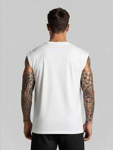 T-Shirt Oversized Tank Top Battery 1% Men's Printed Low-Cut Shirt Unisex Loose Cotton T-Shirt % - 白色 - 查看 2