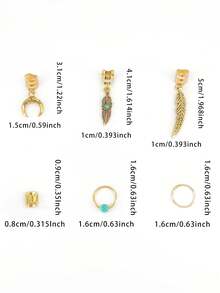 31pcs Turquoise Hair Rings, Braided Hair Accessories,Fashionable Bohemian Music Festival Dance Party Hair Accessories, Claw Clips, Hair Claws, Clips For Hair, Hair Slide, Hair Barrettes