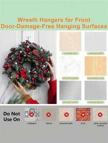 Large Wreath Hanger Hook, Suitable For Halloween, Christmas, Easter, Valentine's Day Wreath Decoration, Front Door Welcome Sign, Heavy Duty Adhesive Wall Hook, High Load-Bearing, Door Hanging Storage Rack - Transparent - View 5