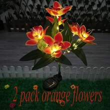 1/2/4PCS Solar Lights Outdoor Garden Decor - Upgraded Solar Garden Lights With 7 Powered Orchid Lights, Solar Outdoor Lights Solar Decorative Lights For Garden, Patio, Yard, Gifts For Mother(Pink, White, Orange, Yellow, Red, Purple) - 蘭花 - 查看 20