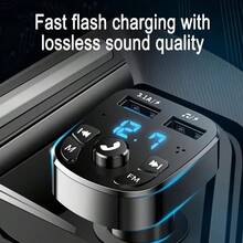 Car FM Transmitter Bluetooth 5.0 Handsfree Car Kit Audio MP3 Modulator 3.1A Player Audio Receiver 2 USB Fast Charger Compatible With Apple Compatible With IPhone, IPad, Android Phone, Laptops, Fast Charging Adapter Quick Charge And Multi-Device Support Compact Design For And Efficient Charging On-The-Go Fast Car Charger - Black - View 8