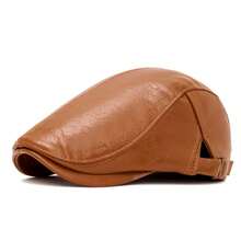 Gorra de periódico ajustable, boina, sombrero para conducir, cazar y pescar, gorra de cuero sintético, boina de moda, gorra plana para hombres - Multicolor - Ver 5