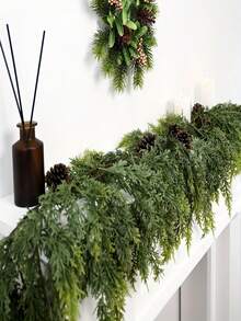 9FT/6FT Artificial Cedar Christmas Garland Real Touch Realistic Soft And Thickness Garland Faux Full Greenery Holiday Garland For Mantel, Fireplace, Front Door, Indoor Outdoor Xmas Decoration- Home Winter Holiday Party Decor Home Decor Christmas Decorations Room Decor