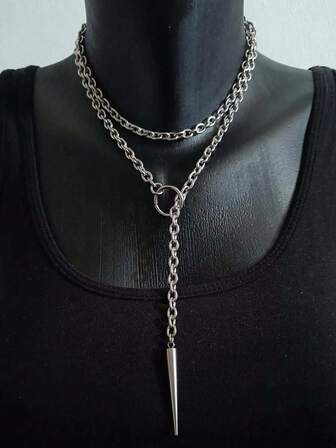 1 st punk O-ring nithänge halsband, hiphop öppet cirkelhalsband för män och kvinnor, minimalistisk gatustil festaccessoar