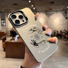 Funda de Teléfono de Ojo Malvado Estético Misterioso de Otoño para 16 Pro, 11, 15, 14, 13, 12 Pro Plus, Funda de Teléfono Negra y Plateada Antigolpes, Regalos de Moda para Adolescentes - Negro - Ver 4