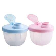 KUNT 1/2pcs Baby Portable Outdoor Milk Powder Box, Independent Single-Layer Three-Grid Rotatable Milk Powder Container, Large Capacity Milk Powder Storage Dry Box