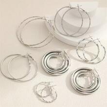8 Pairs Exaggerated Versatile Large Hoop Earrings Set For Women