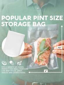 50个优质真空封口袋，可重复使用，密封，保鲜，压缩密封厨房真空袋，食品真空封口机食品储存袋，适用于水果、蔬菜、谷物、肉类、熟食、厨房用品 - 白色 - 查看 8