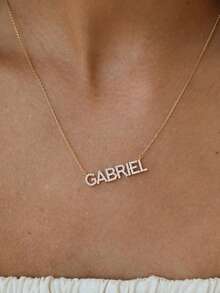 定制文字项链，嘻哈风格个性化吊坠项链，女士珠宝，尼龙吊坠项链，定制文字首饰，送给情侣、朋友和父母的完美礼物，银色时尚，秋季时尚，休闲简约，简约，中性，时尚定制，个性化，独特，送给女友、母亲、家人的理想礼物，母亲节礼物 - 風格2滿鑽項鍊 - 查看 10