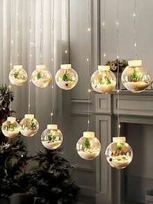 10 LED Christmas Santa Claus/Christmas Tree/Snowman Curtain Lights - Multifunctional Christmas Wishing Ball Lights - USB Powered 8 Modes, Suitable For Indoor And Outdoor Decoration, Classic Christmas LED Curtain Lights | USB Powered Wishing Ball Snowman Pendant, Wired With Button Control, Flashing Yellow Lights, Suitable For Holiday Decoration - Applicable For Christmas, Halloween, Thanksgiving And New Year, Ideal For Holiday And Seasonal Celebrations (Batteries Not Included)Halloween Decor Christmas Decoration Thanksgiving Wedding Home Decor Home Decor Fall Decor Autumn Decor Birthday Decorations For Gifts Party Supplies Indoor Outdoor Garden Holiday Festival Decor Wall Decor Halloween Ornaments