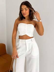 Top Set With Buttons And Linen Trousers, Maitê LUNII Fall/Winter Collection - Apagado - Ver 5