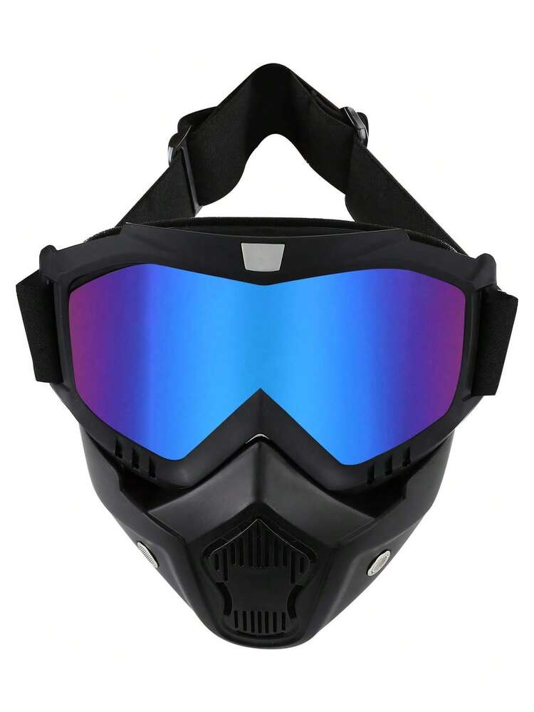 1pc Motorcycle Goggles With Detachable Face Mask - Off-Road ATV Motocross Glasses UV Protection Adjustable Riding Motorcycle Safety Goggles Racing Detachable Anti-Fog Warm Protective Eyewear - Multicolor - View 6