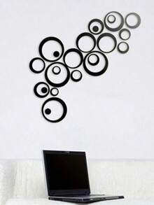 24 pièces Autocollants muraux ronds en acrylique miroir, Décalcomanies murales DIY, Convient pour la chambre, la salle de bain, la maison, le salon, le bureau, la décoration