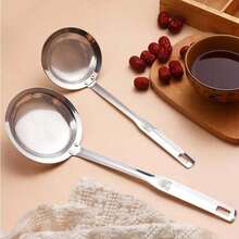 304 Stainless Steel Foam Skimmer, Multifunctional Kitchen Tool, Fry Oil Filter, Juice Strainer, Fine Mesh Strainer - Silver - View 9