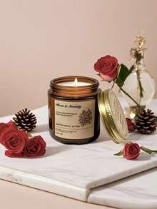 1 件棕色瓶复古玻璃无烟香薰蜡烛，持久，天然植物蜡，可作为礼物、婚礼装饰、朋友礼物、家居装饰