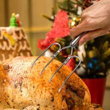 Herramienta para asar al aire libre firmada por Laurel, tenedores de acero inoxidable para levantar carne (juego de 2), color plateado