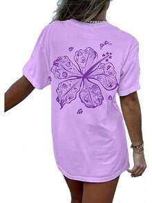 Women's Teens Oversized Graphic Tee Shirts Y2k Short Sleeve Floral Aesthetic Tshirt Top Summer Cute Preppy Clothes-For Women, Holiday, Vacation - 查看 1