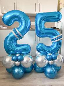 2 个 40 英寸（约 101.6 厘米）蓝色巨型数字氦气铝箔气球，大号数字气球适合生日派对、毕业典礼、周年纪念、派对装饰、拍照、家庭聚会、新年 - 彩色 - 查看 6