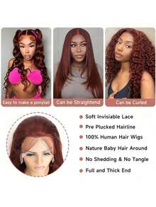 bling hair 13x4 Reddish Brown Lace Front Wigs Human Hair 13x6 Body Wave Lace Front Wig 200% Density # 33  Wigs Human Hair With Baby Hair Pre Plucked 22 24 26  Inch,13x4 Reddish Brown Lace Front Wigs Human Hair Pre Plucked Straight Wigs Human Hair - 33# - 查看 7