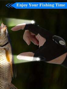 1 Pair/1 Pc LED Flashlight Gloves - LED Flashlight (Batteries Not Included) Fishing, Repair, Camping, Running, Cycling Lighting Half Finger Gloves With Light, Night Fishing Gloves, Night Running Gloves - Gift For Men, Dad, Boyfriend, Husband, Hands-Free Lighting Gadget, Suitable For Camping, Fishing, Repair, Father's Day, Christmas, Birthday Gift - Multicolor - View 4