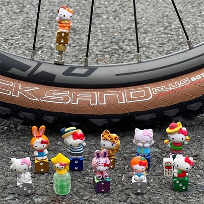 Sanrio Sanrio Bike Valve Decorative Cap Hello Kitty DIY Mountain Cycle Valve Cap Decorative Hat Cute Kitty Bicycle Accessories Festival Gifts