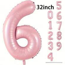 1 个 32/40 英寸粉色纯色铝箔数字气球，0-9 大尺寸涤纶数字气球，装饰气球，可重复使用，适用于生日装饰、派对装饰、周年纪念、房间装饰、结婚纪念日、派对用品 - 粉色 - 查看 13