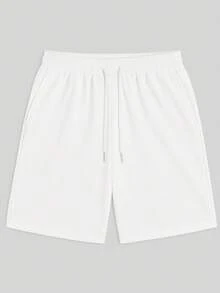 Men's Bermuda Shorts, Plain Sweatshirt, Flannel Shorts, Immediate Shipping, Various Colors, Comfortable - trắng - Xem 5