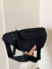 Bolso bandolera de nailon de moda, bolso de hombro de unicolor, bolso cruzado casual de mujer para deportes al aire libre