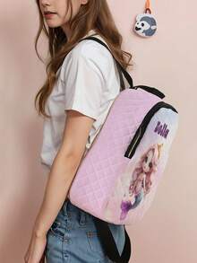 1 szt. spersonalizowany plecak w kratę z kreskówkową syrenką, można dostosować do własnego, unikalnego projektu, niezbędny na powrót do szkoły, można nadrukować własne imię lub podarować siostrze i kolegom z klasy, drukując ich imiona